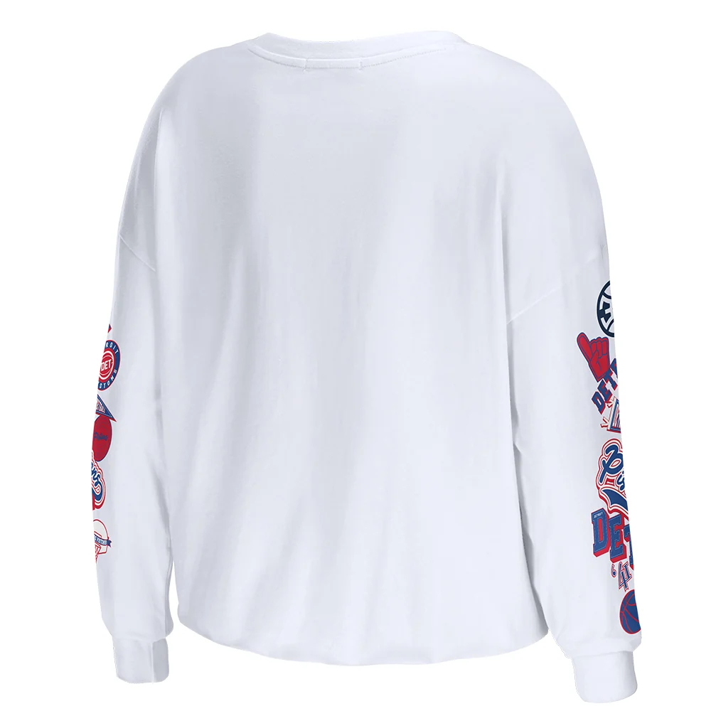 Ladies Detroit Pistons WEAR By Erin Andrews Celebration Long Sleeve T-Shirt - Image 3